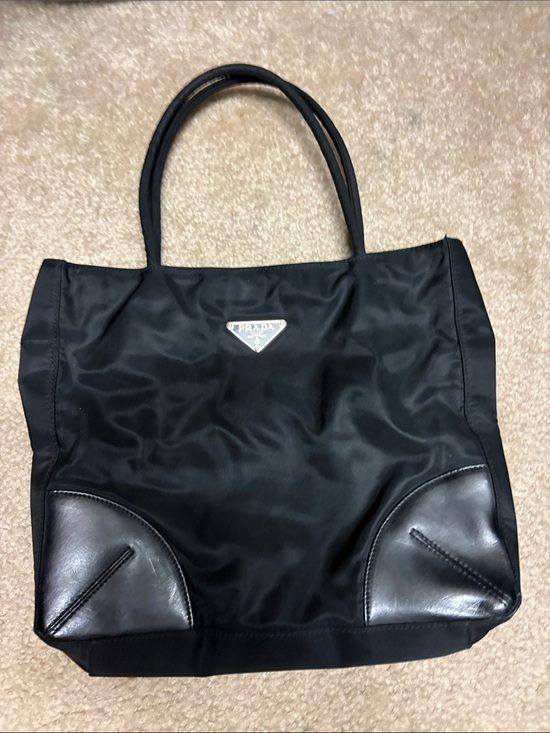 Prada Handbags - Prada Black Nylon and Leather Trim Tote